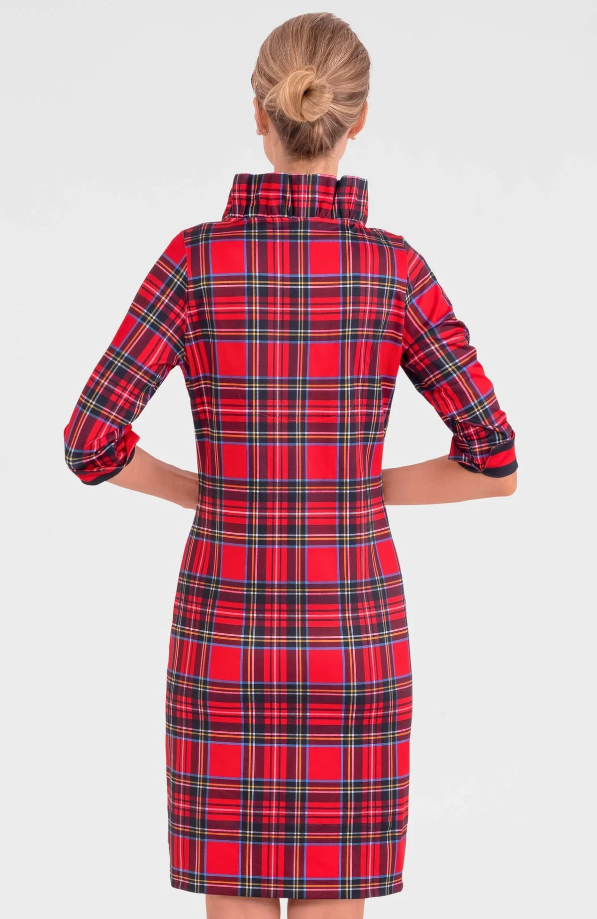 Youthful Style Fresh Glow Gretchen Scott Ruffneck Dress in Duke of York