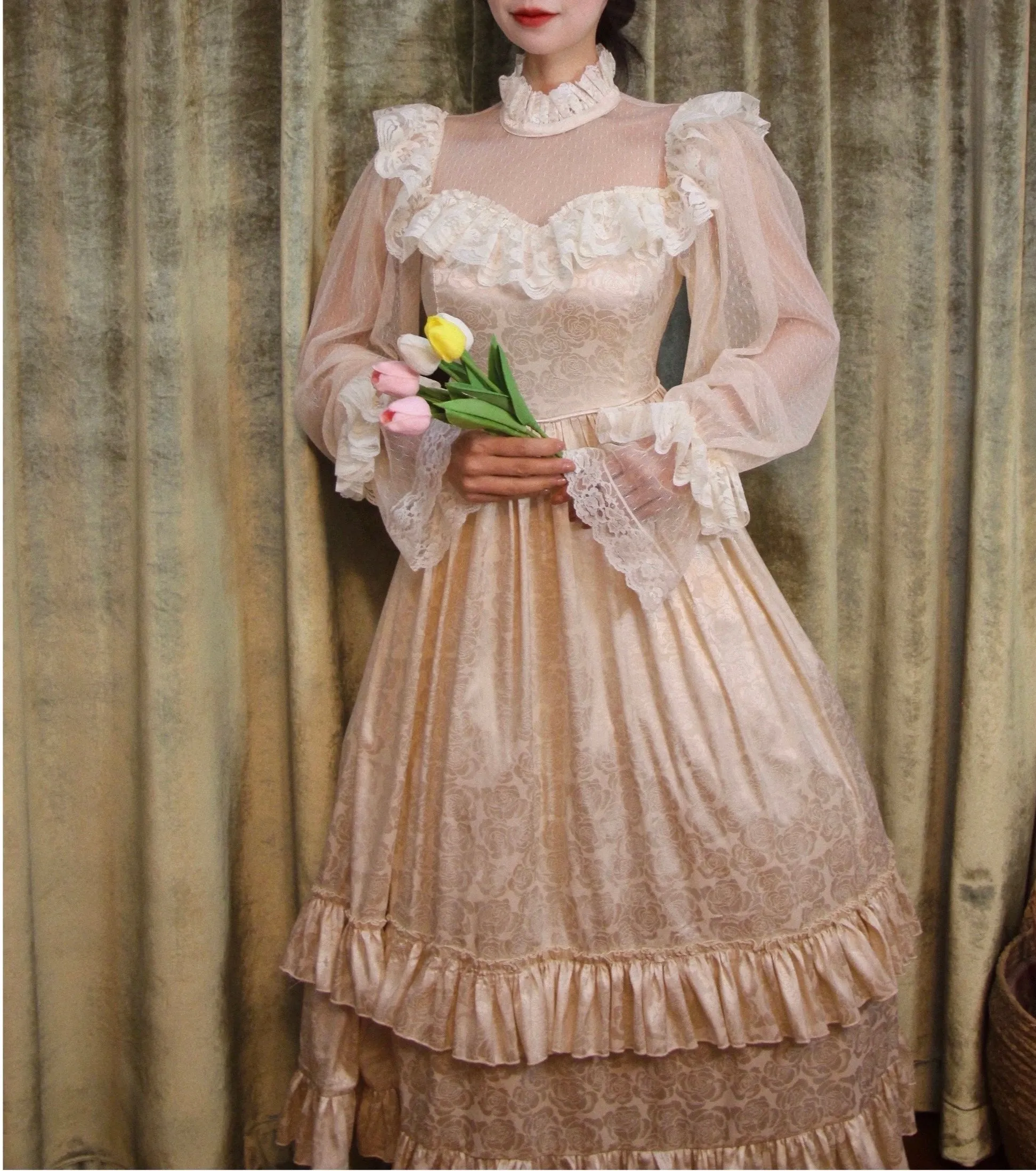 Golden Dreams Romantic Royalcore Victorian Fairy Princess Dress
