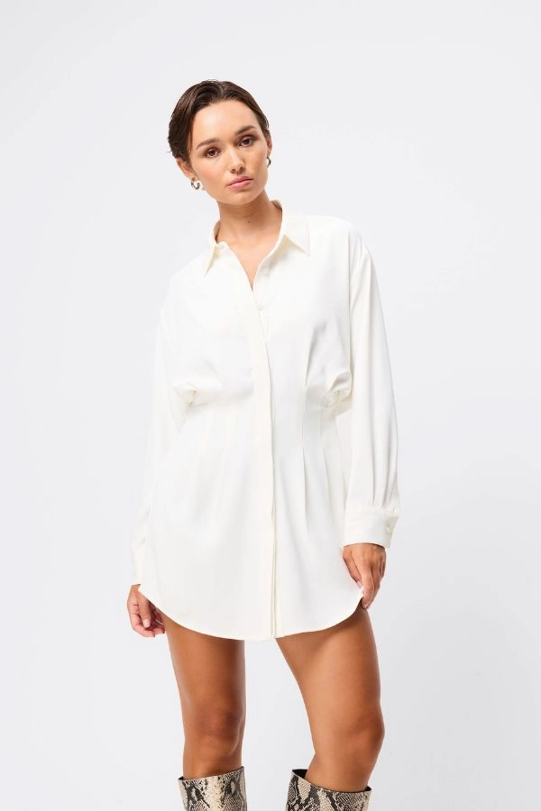 Good Intentions Mini Dress White Effortless Piece Linen Soft