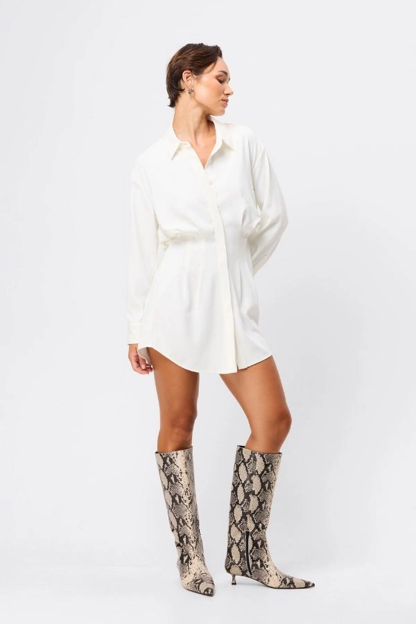 Good Intentions Mini Dress White Flattering Style Soft and Stylish
