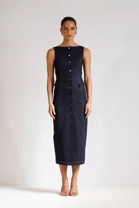 Good Vibes Midi Indigo Relaxed Waist Polished Style