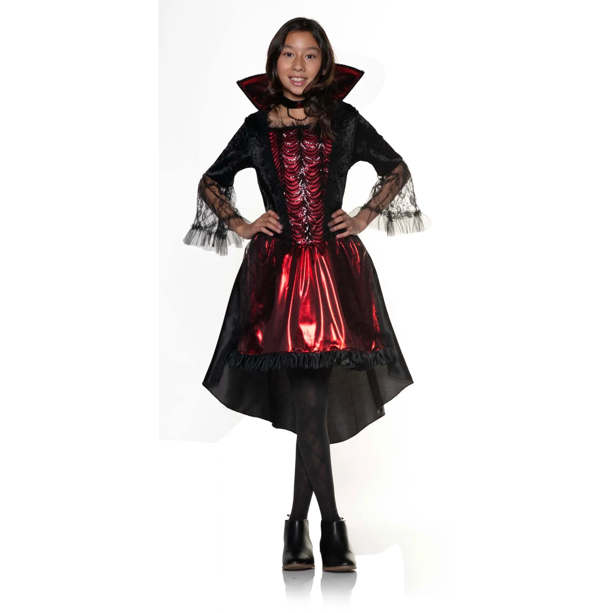 Gothic Princess Costume for Kids, Red and Black Minidress