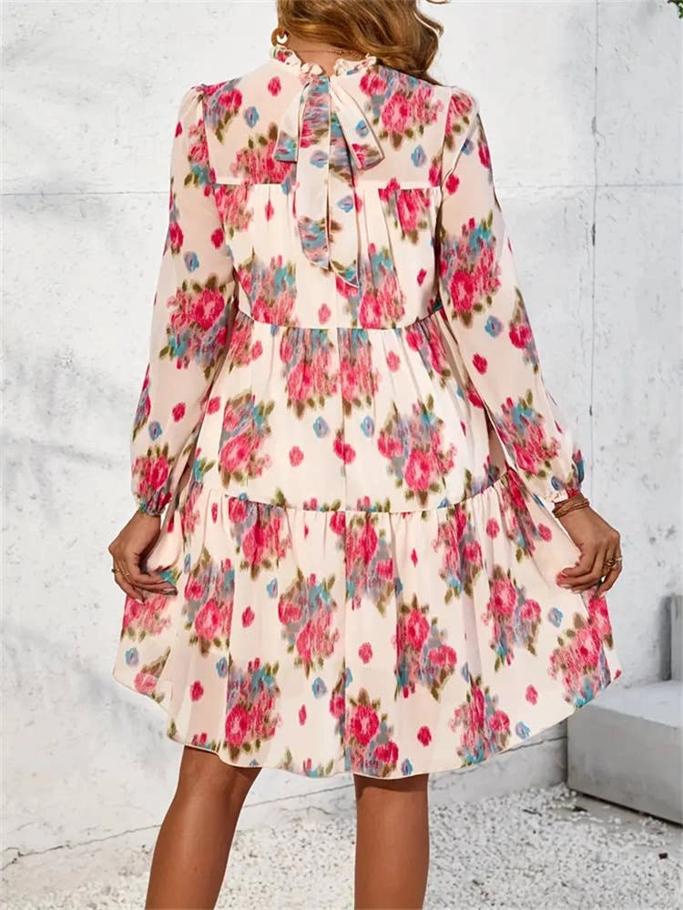 CHIFFON PRINT RUFFLED DRESS_CWDSD3590 All Daywear