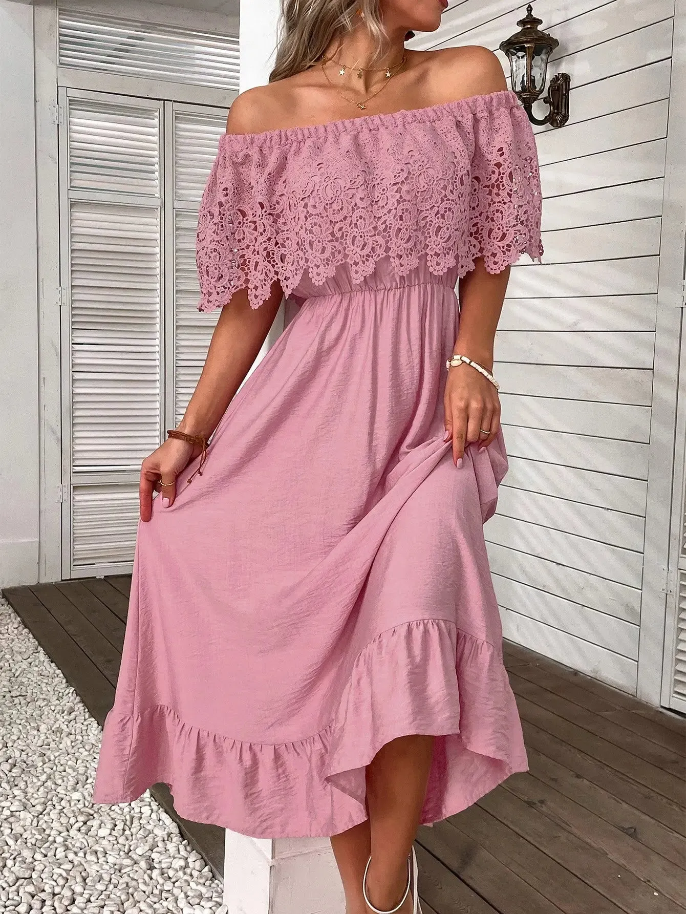 Green Off The Shoulder Dress