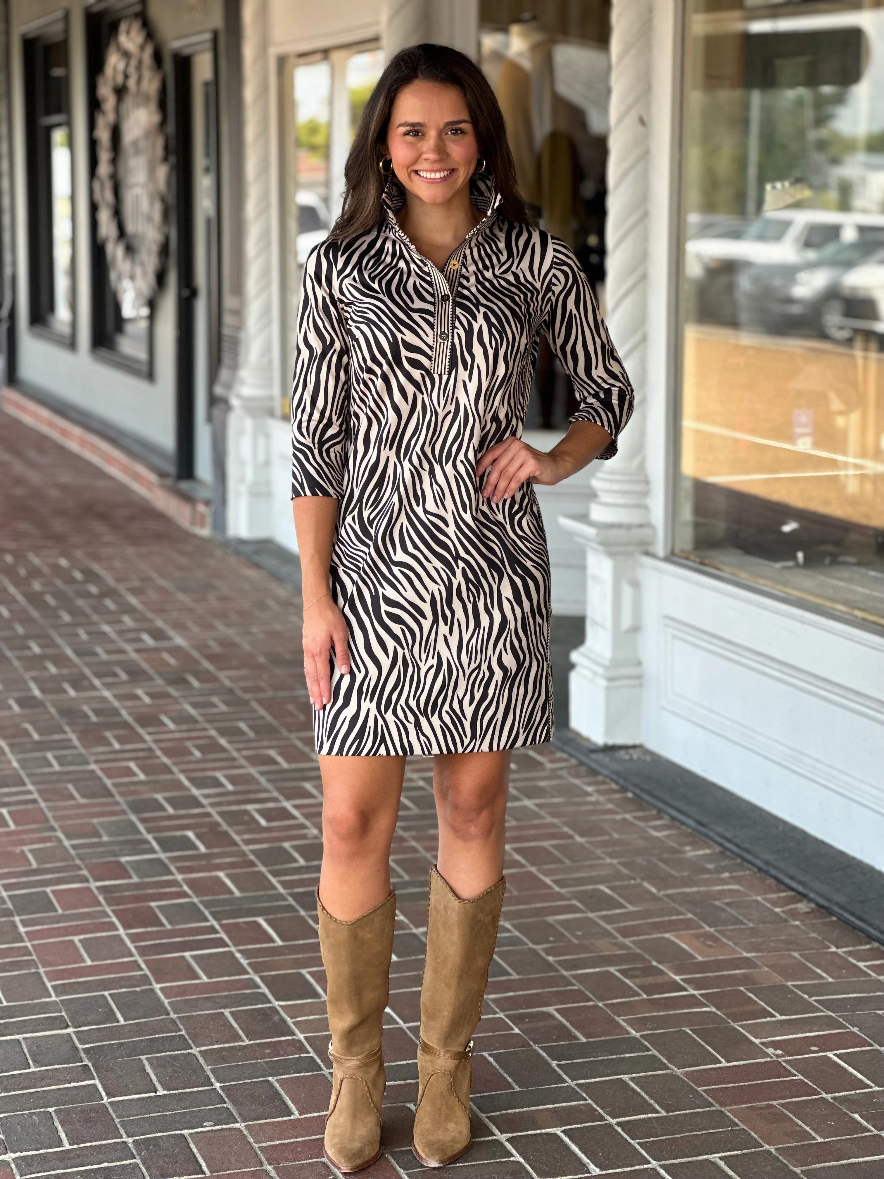 Gretchen Scott Everywhere Dress in Zebra Print Tonal-Stitching