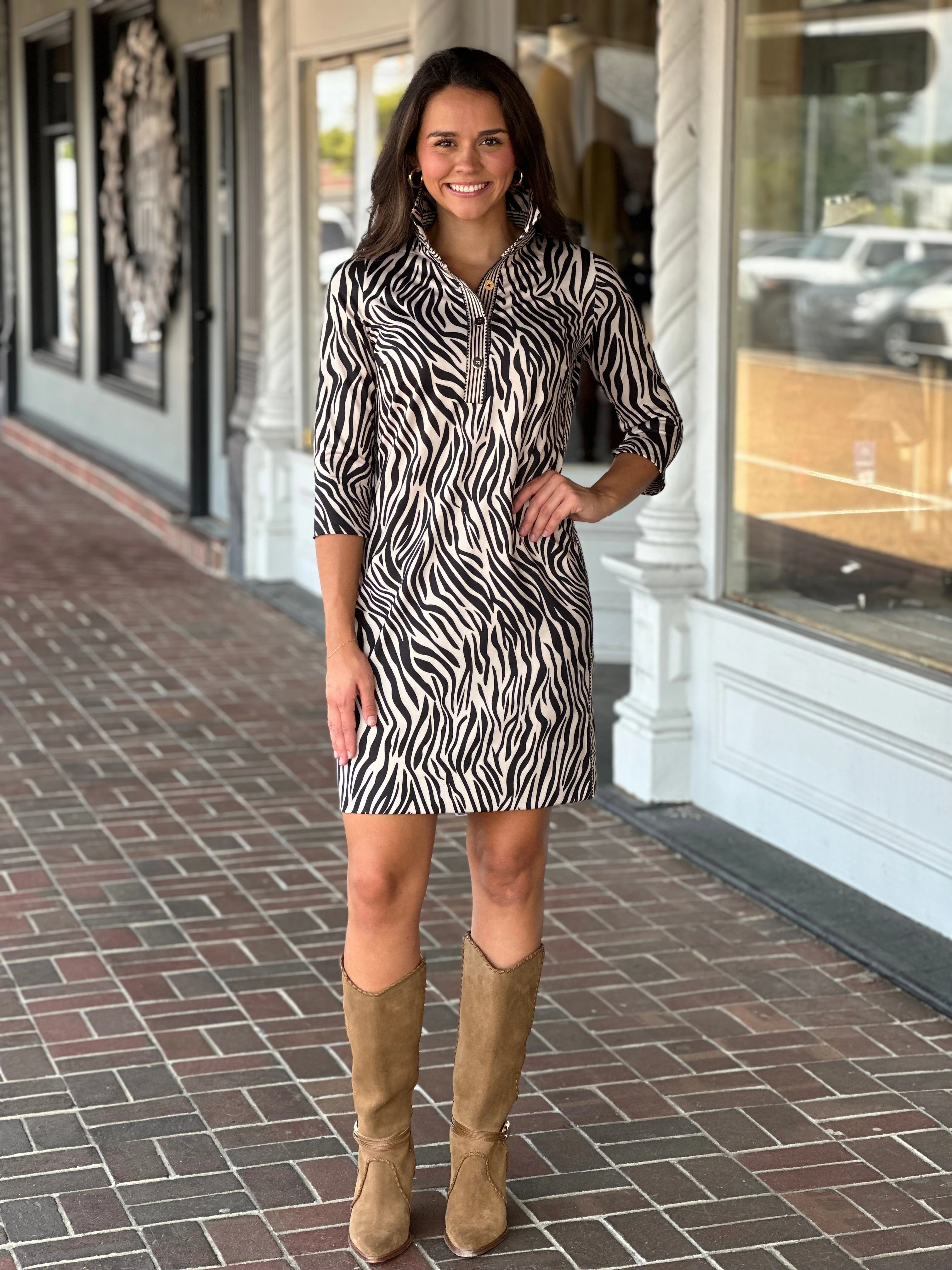 Gretchen Scott Everywhere Dress in Zebra Print Back-Zip