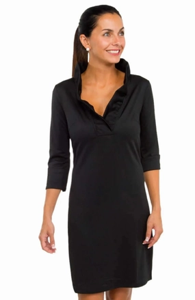 Gretchen Scott Ruffneck Dress in Black Panelled-Design Fashion Option