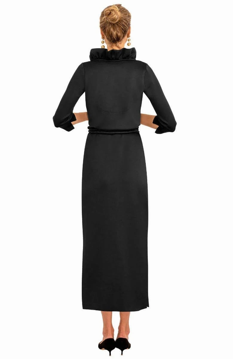 Gretchen Scott Ruffneck Maxi Dress in Black Layering-Piece Quick Glam