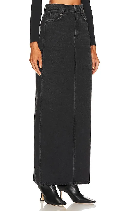 GRLFRND Amara Maxi Pencil Skirt with Back Slit in Black