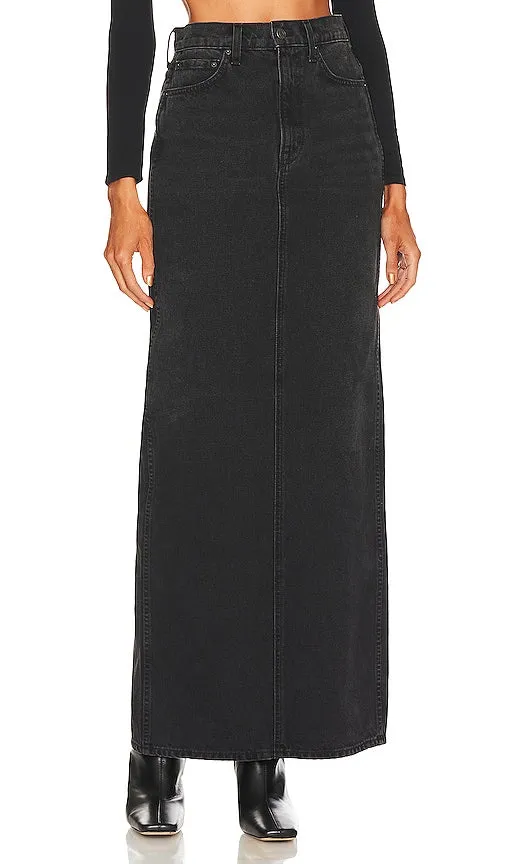GRLFRND Amara Maxi Pencil Skirt with Back Slit in Black