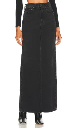 GRLFRND Amara Maxi Pencil Skirt with Back Slit in Black