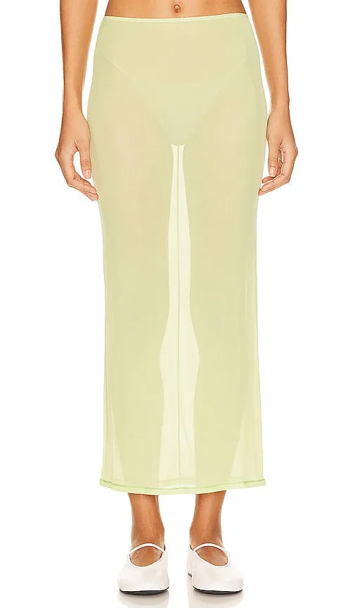 GRLFRND Mesh Midi Skirt in Green