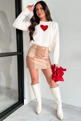 Active Tee Growing Fonder Of You Heart Sweater (Cream/Red)