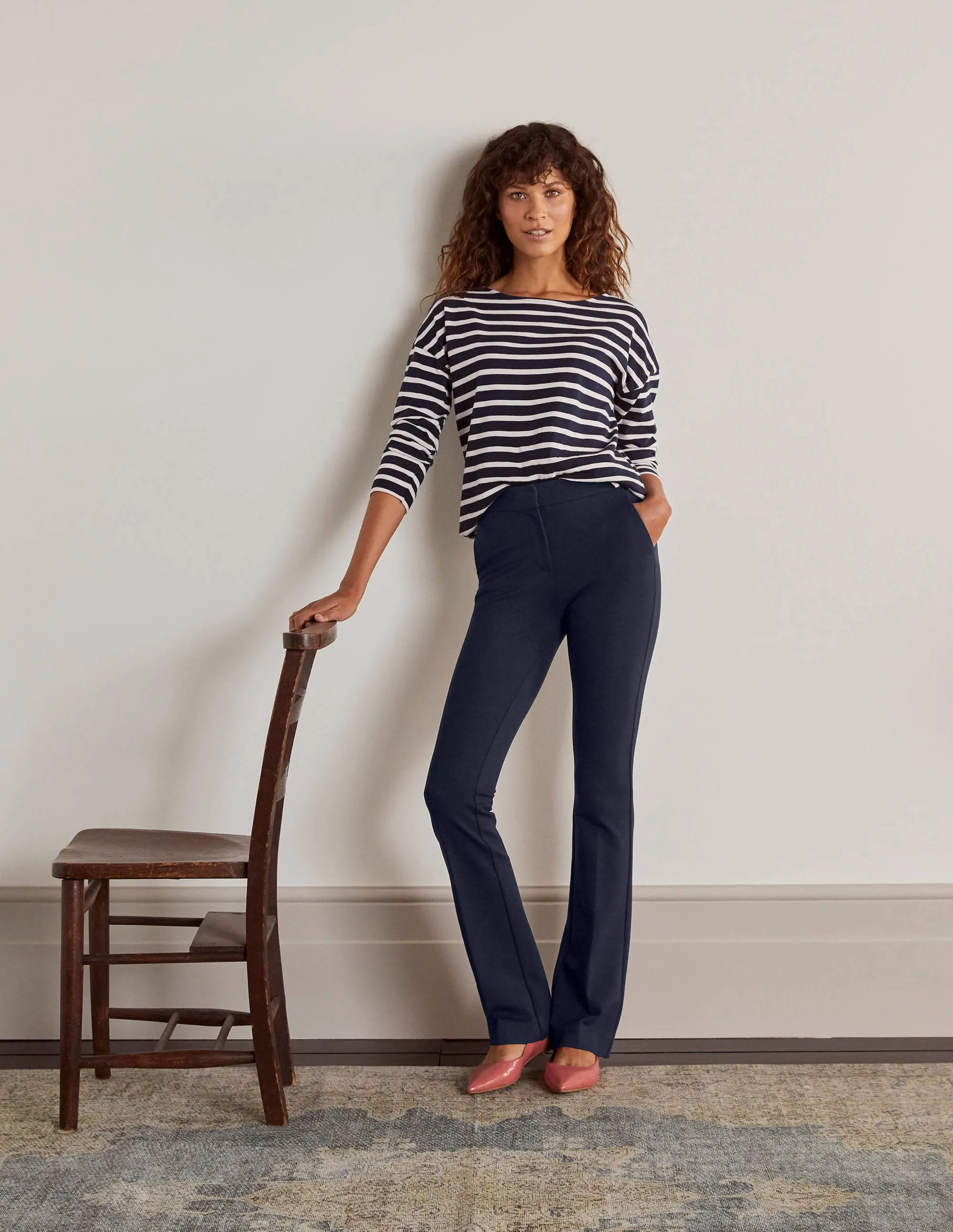 Hampshire Bootcut Trousers-Navy