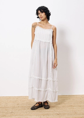 CLIO WHITE MAXI DRESS Contemporary Look Bright Accent