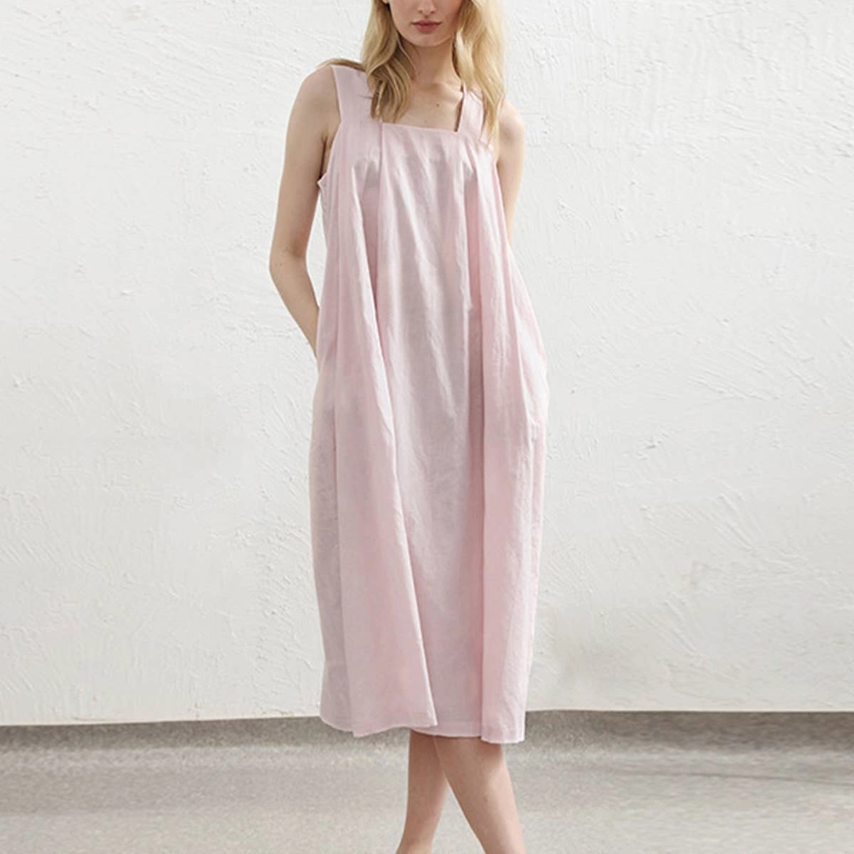 Soft Feel Work Option COTTON FABRIC LOOSE SLIP DRESS_CWDSD4040