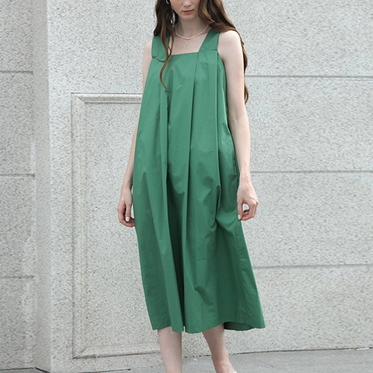 Summer Friendly Tailored Cut COTTON FABRIC LOOSE SLIP DRESS_CWDSD4040