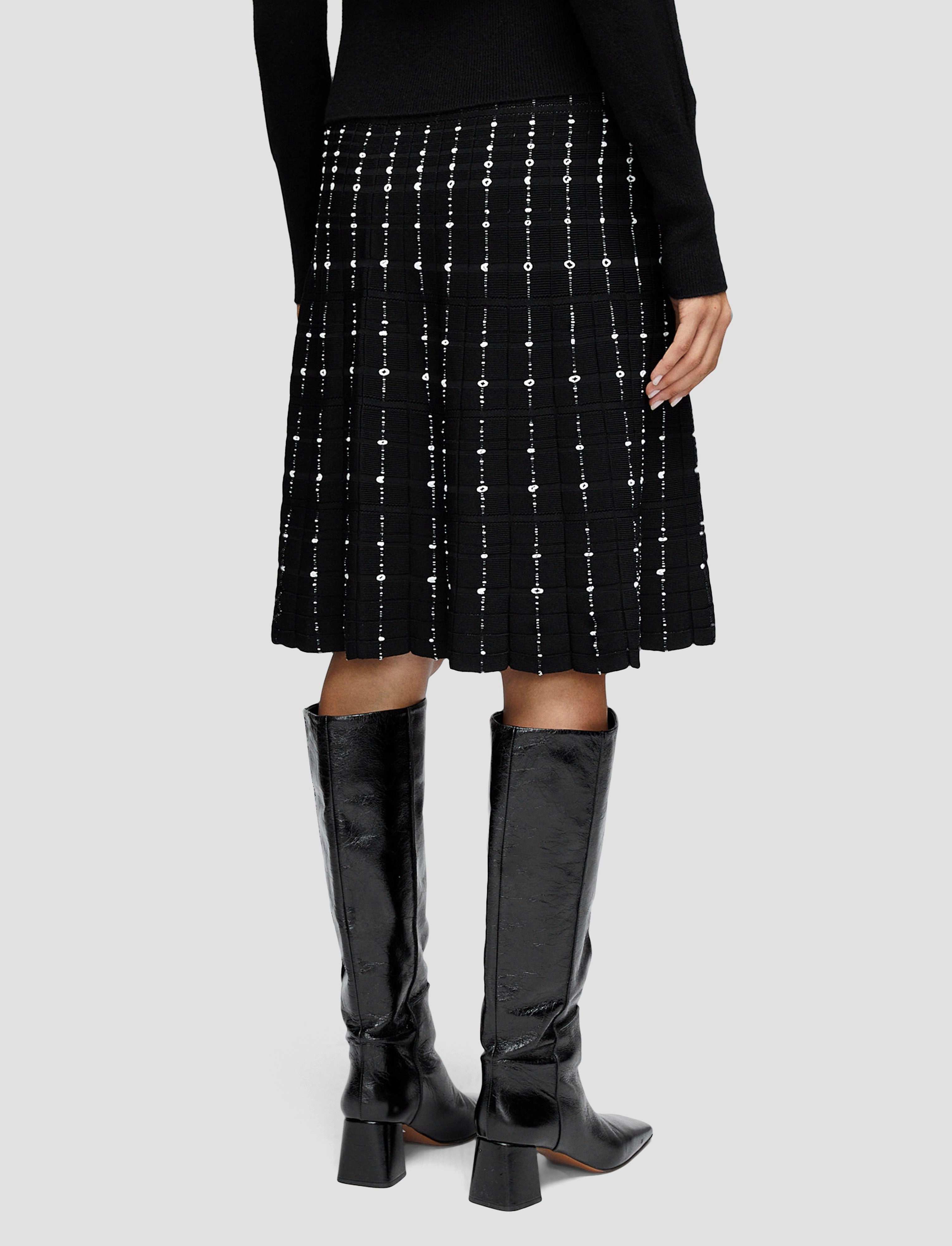 Fragmented Stripes Knee Length Skirt Street Attire Soft Texture