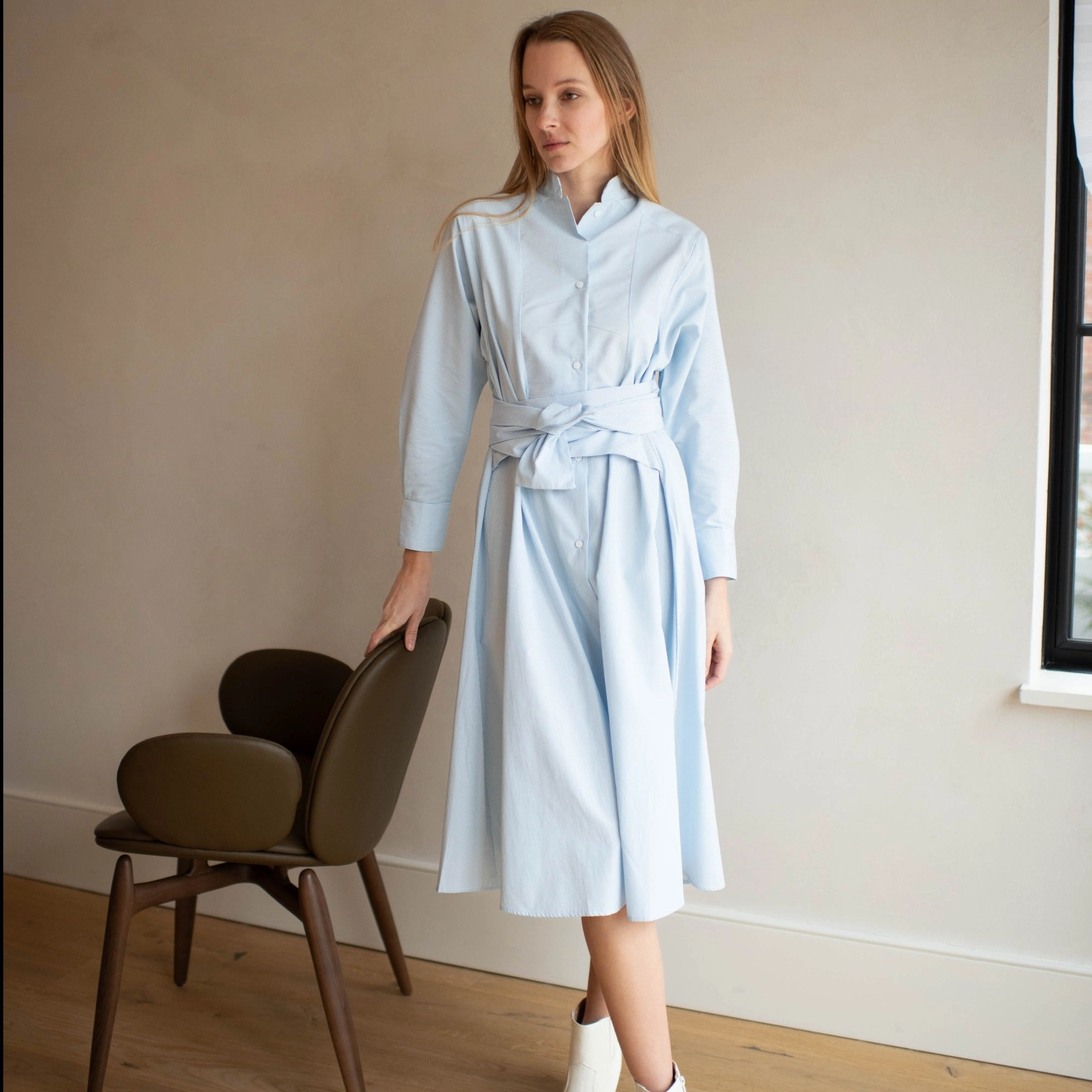 High-Low-Hem Soft Fashion La Ville Dress| Soft Blue [Final Sale]