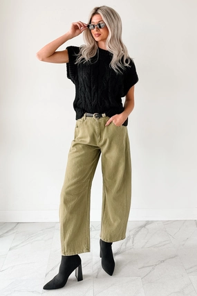 Practical Wear Hansen Hight Rise Barrel Jeans (Olive)