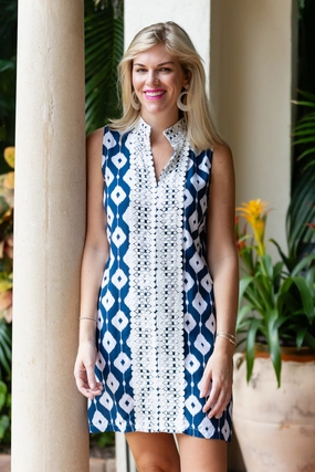 Harbour Island Dress / Navy Satin-Sleeve