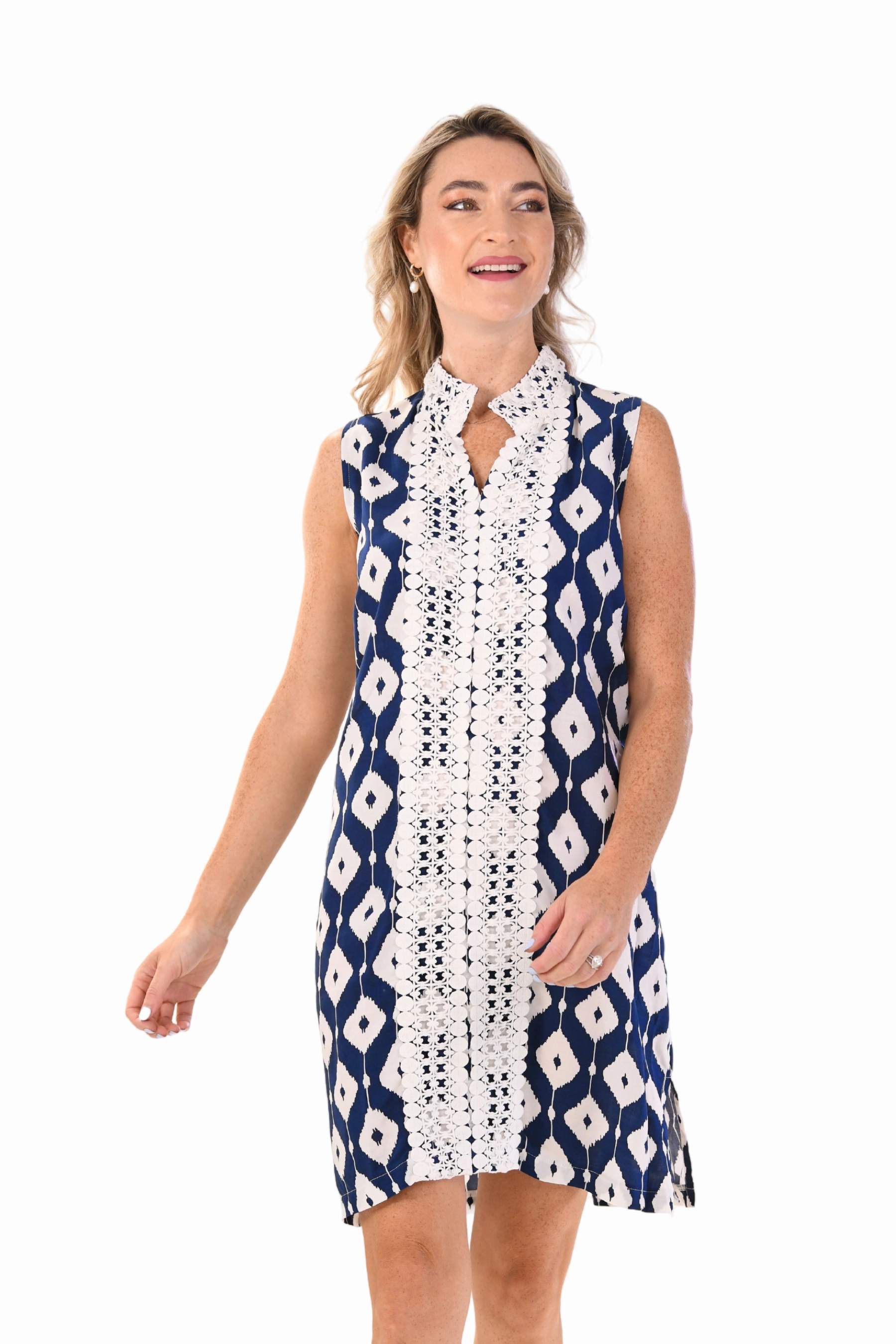 All Day Drawstring-Closure Harbour Island Dress / Navy
