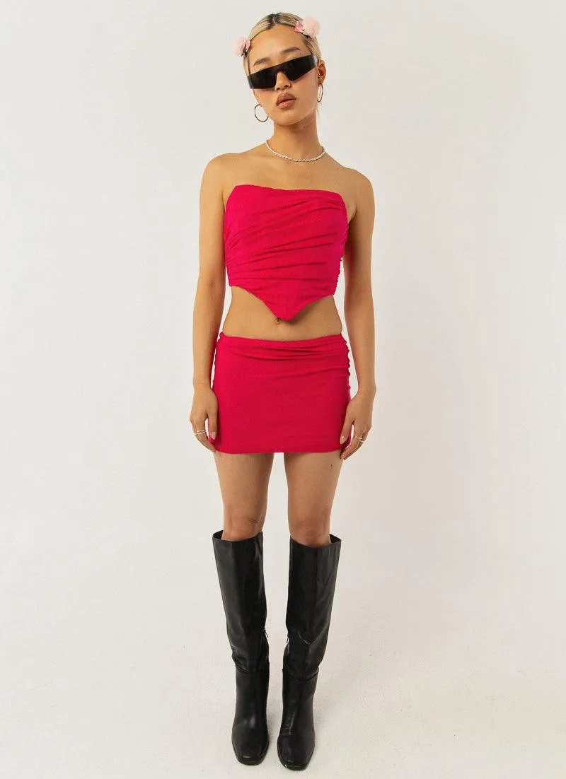 Hattie Mesh Mini Skirt - Magenta