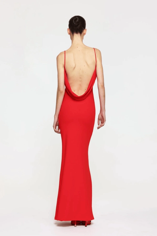 Havilland Gown Cherry Red Perfect Proportion Soft Profile
