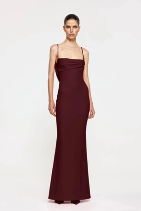Refined Cut Airy Layer Havilland Gown Wine