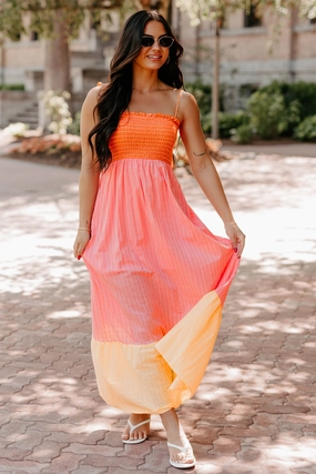 Sunkissed & Sassy Colorblock Maxi Dress (Multi) Fresh Texture