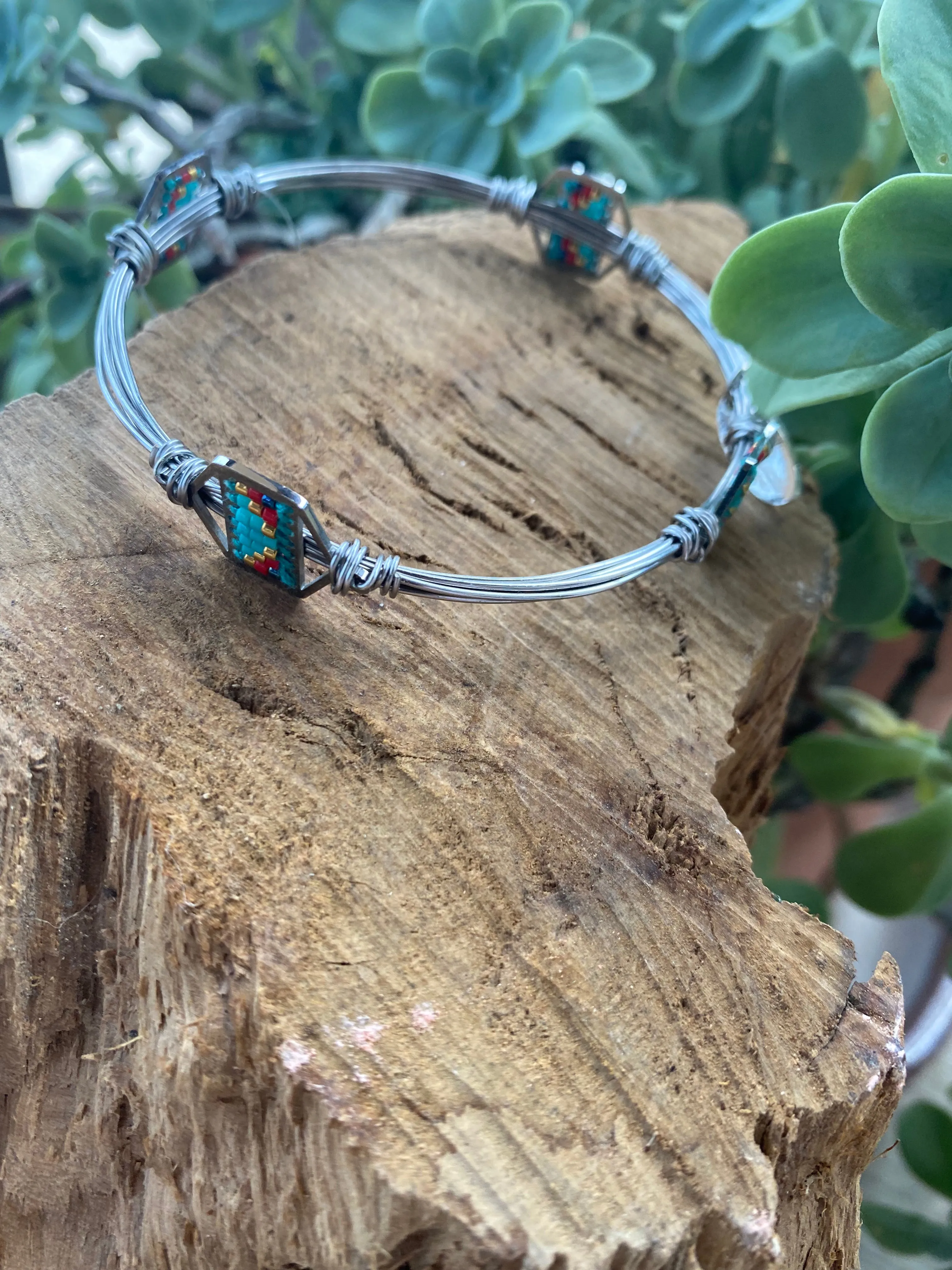 Heather Ford Beaded Cherokee Silver Wire Wrapped Bracelet
