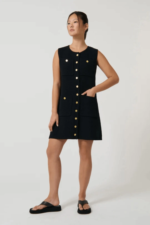 Helena Dress Black AdjustableStraps Color Glow