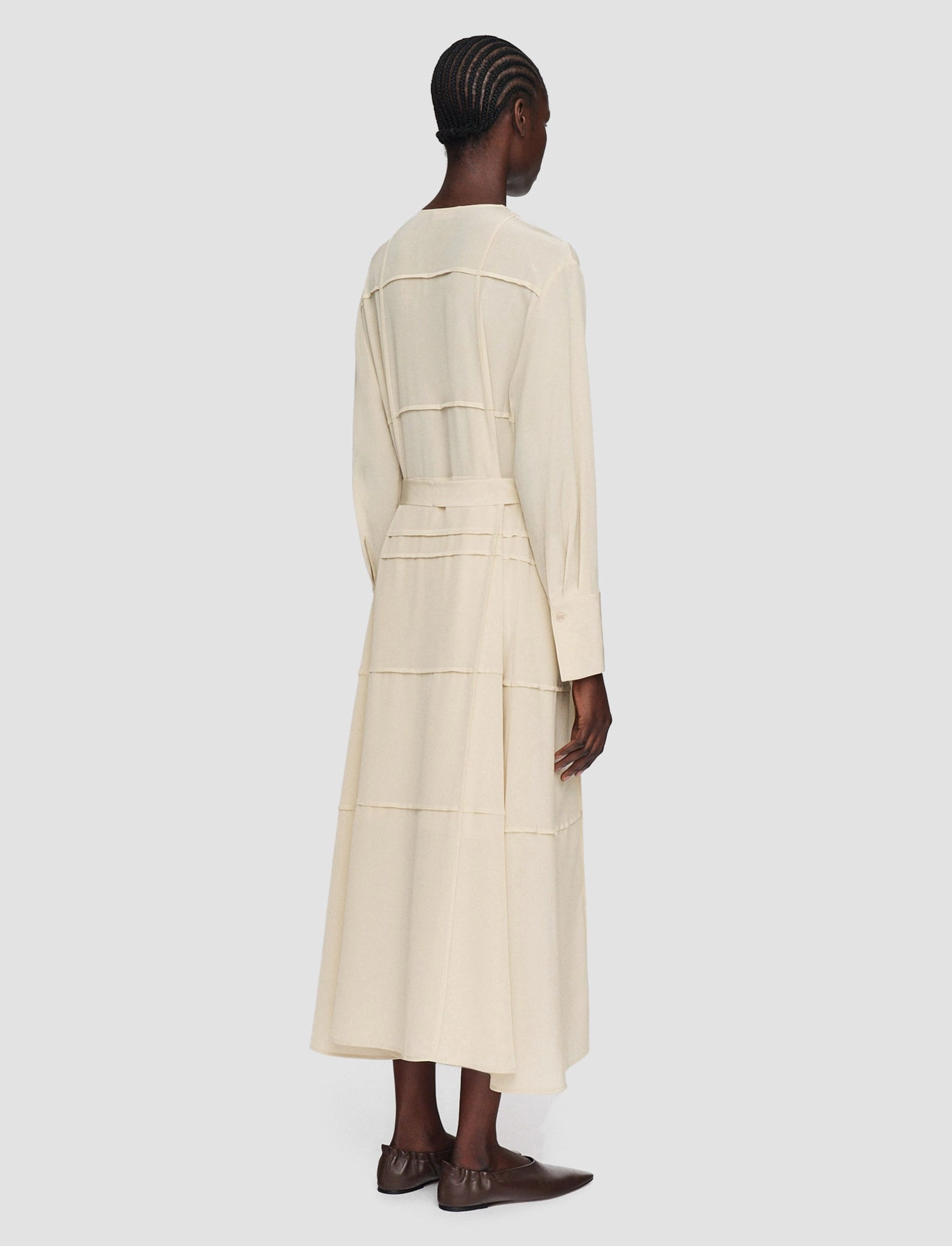 Short Sleeve Helene Crepe de Soie Silk Dress