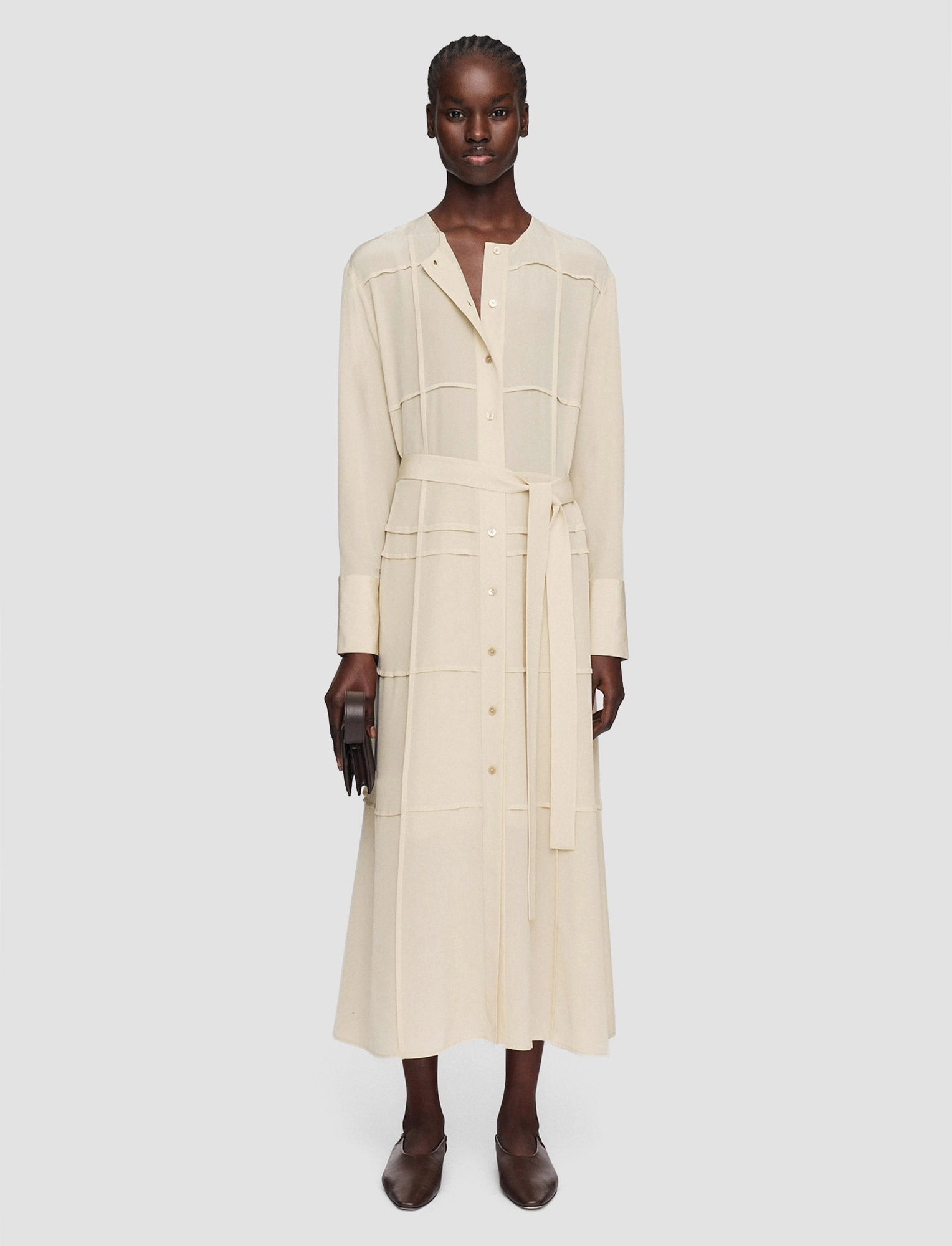 Draped Layer Helene Crepe de Soie Silk Dress