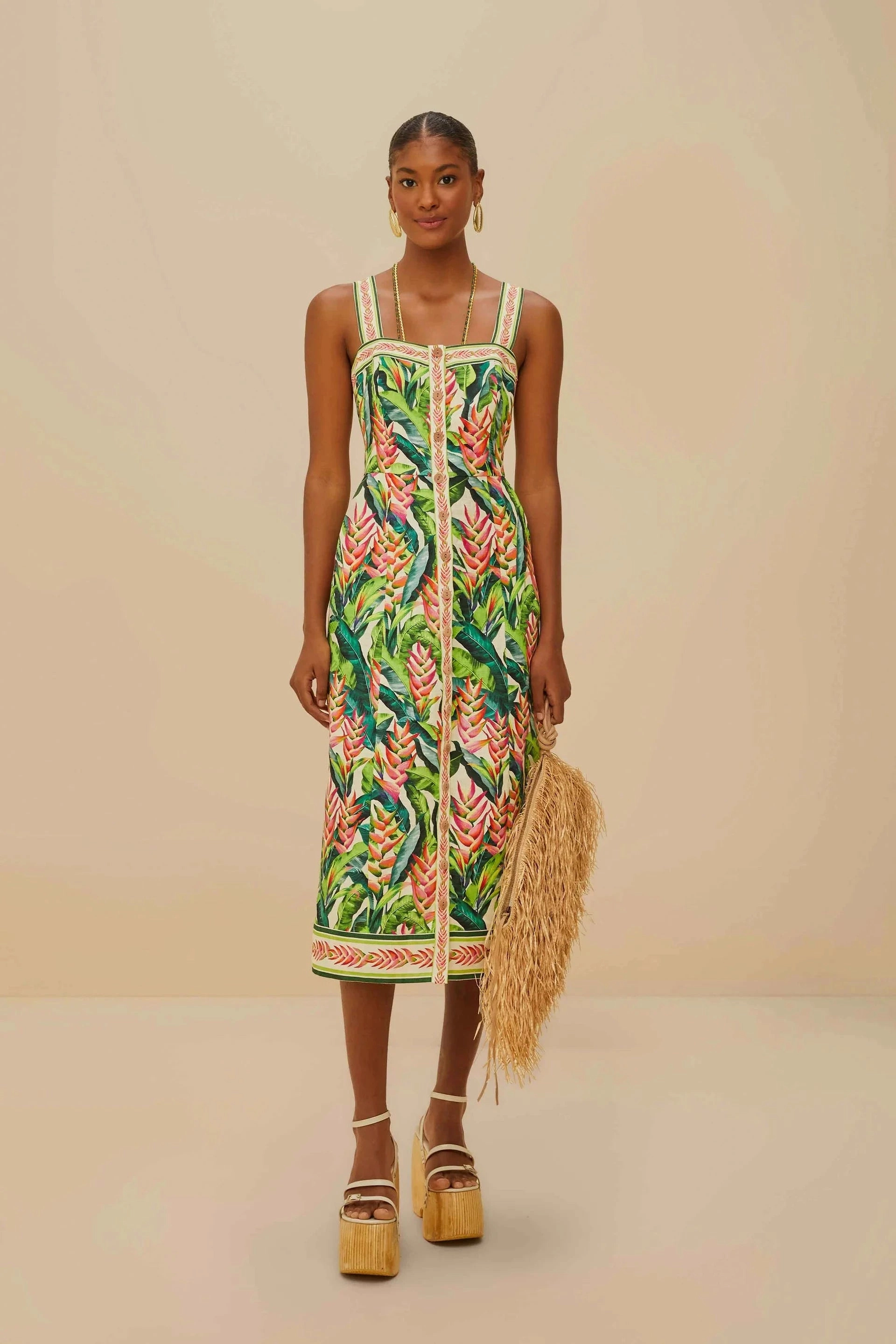 Heli Leaves Pearl Midi Dress Sharp Profile All-day style