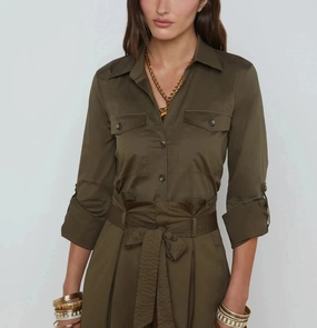 Pearson Military Blouse Pine SweatAbsorbent ContrastPlacket