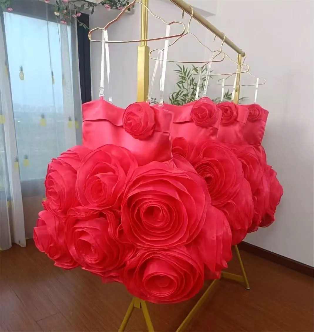 High quality hand-made Dreamy Rose Flower Girl Dress Grand Flower Girl Dress