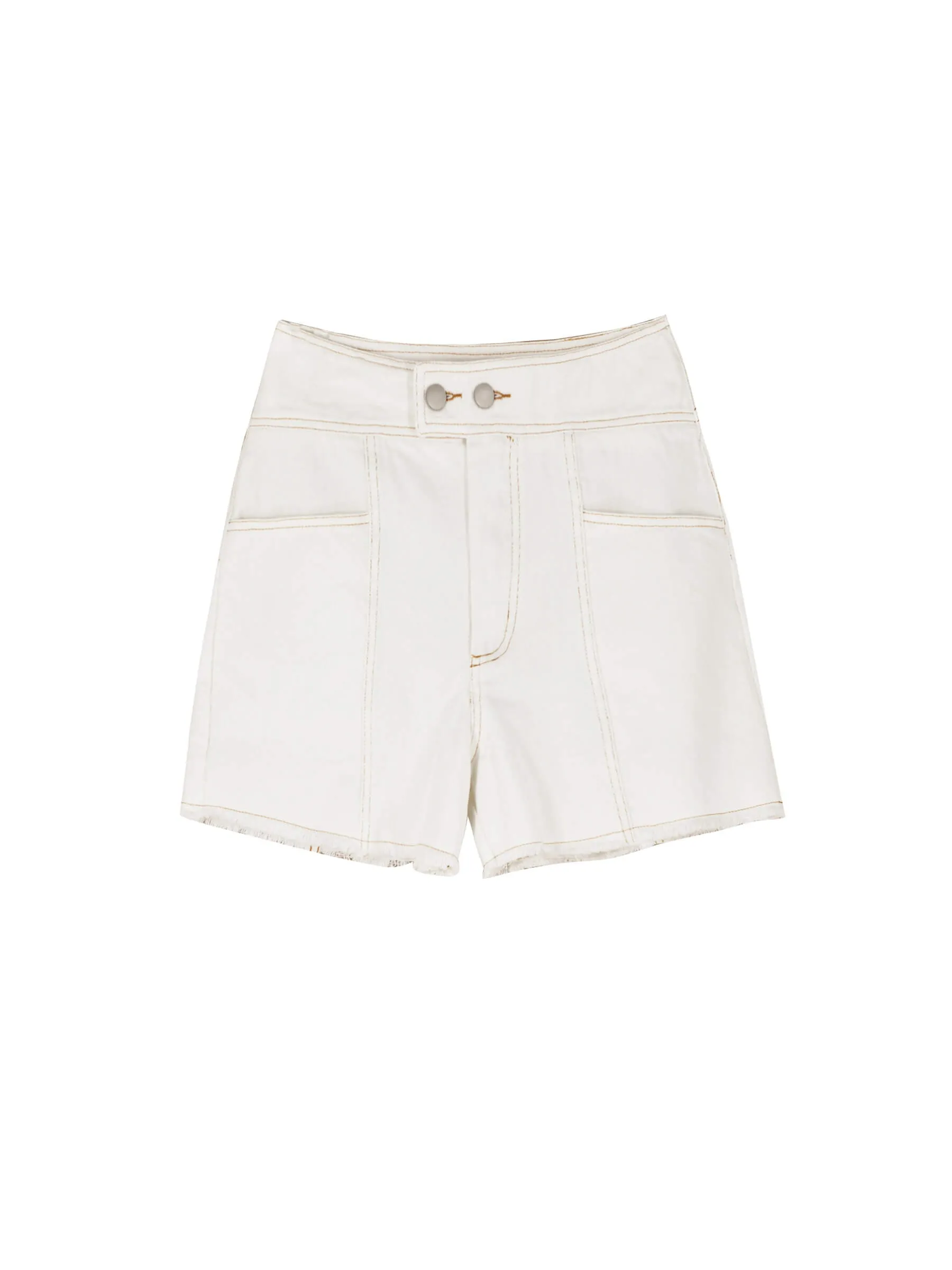 High Rise Denim Shorts with Raw Edge