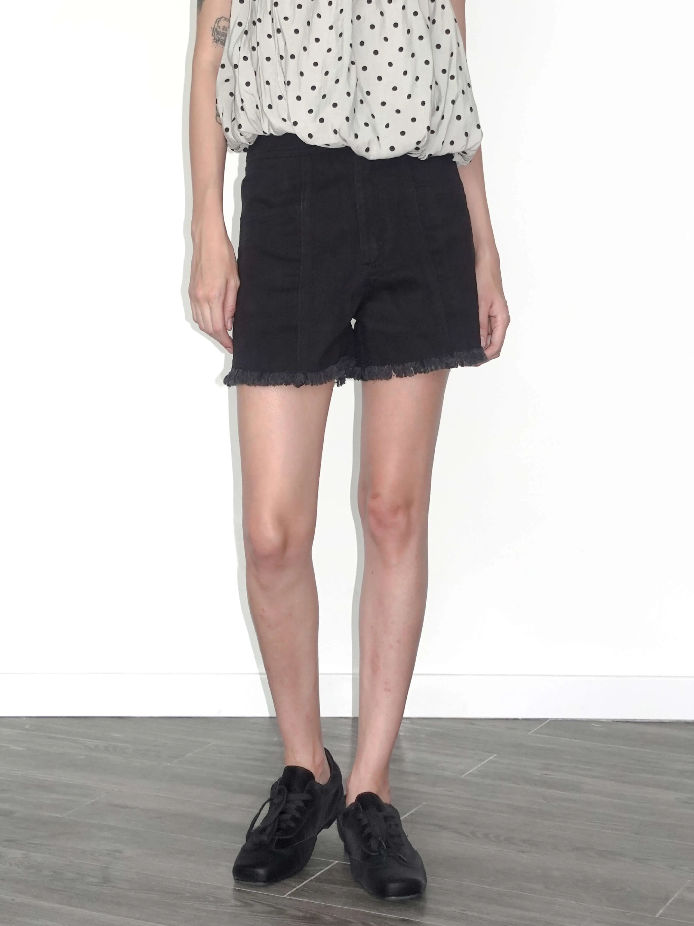 High Rise Denim Shorts with Raw Edge