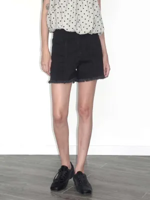 High Rise Denim Shorts with Raw Edge