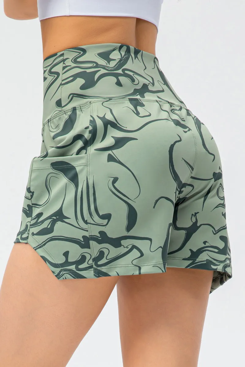 High-Rise Printed Athletic Shorts