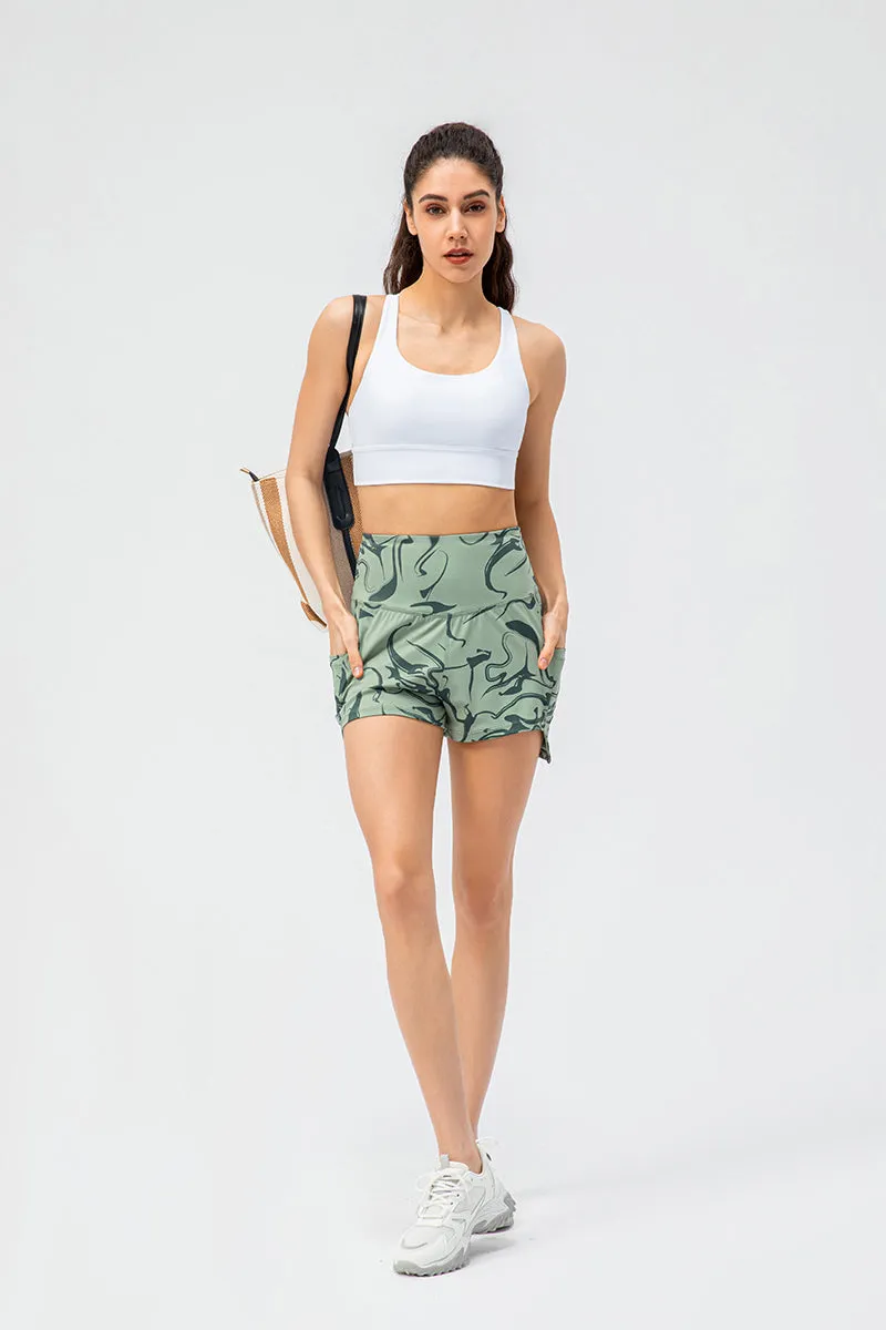 High-Rise Printed Athletic Shorts