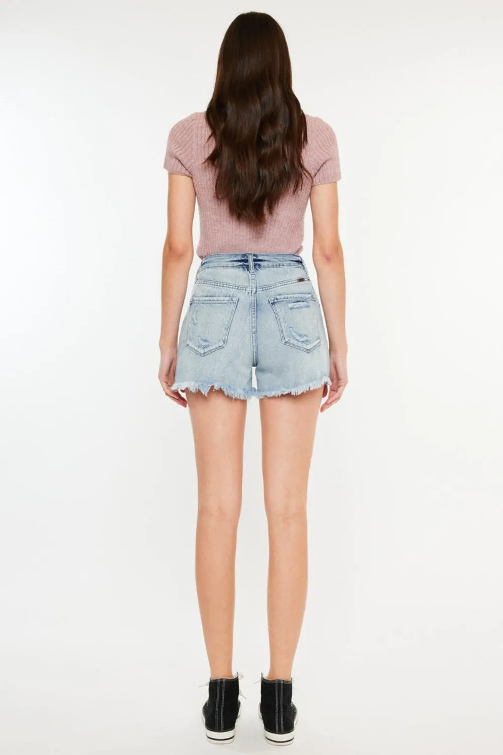 High Waist Denim Shorts with Pockets