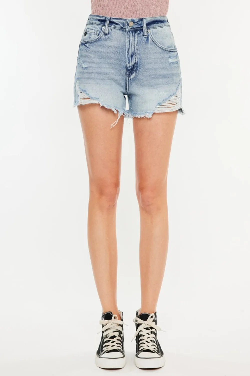 High Waist Denim Shorts with Pockets