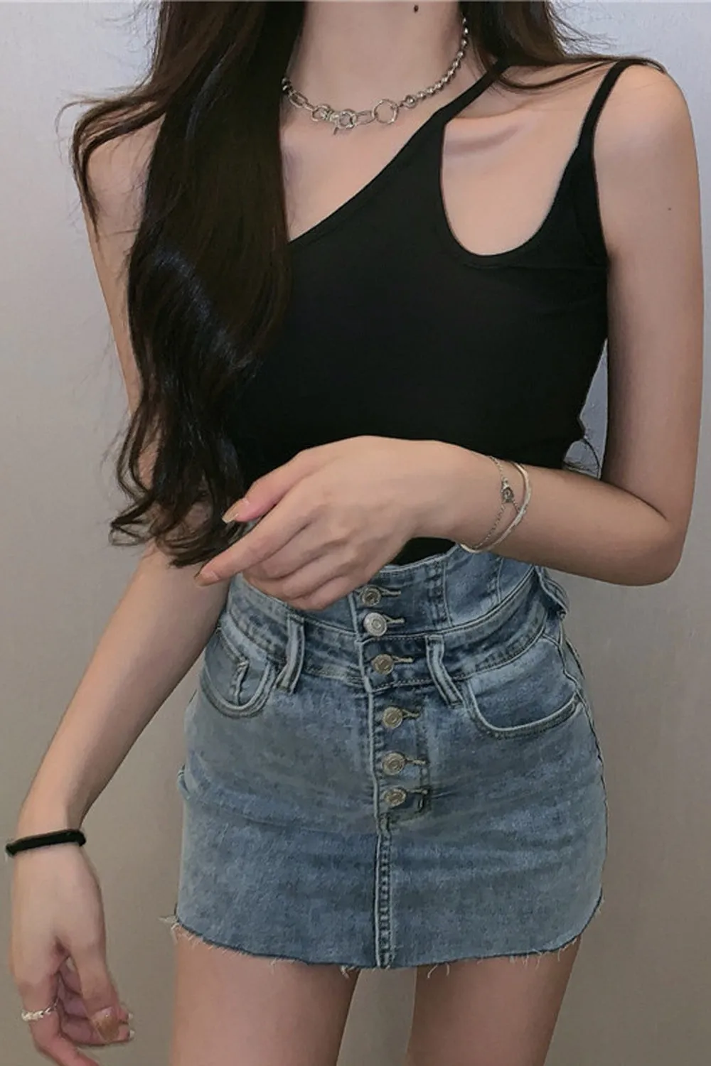 High Waist Design A-Line Short Denim Skirts