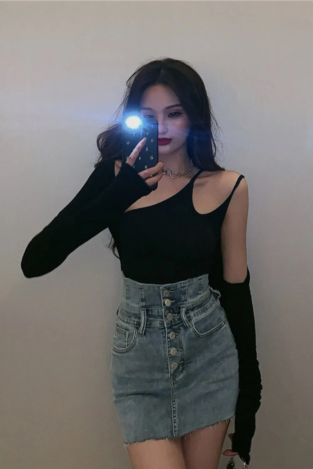 High Waist Design A-Line Short Denim Skirts