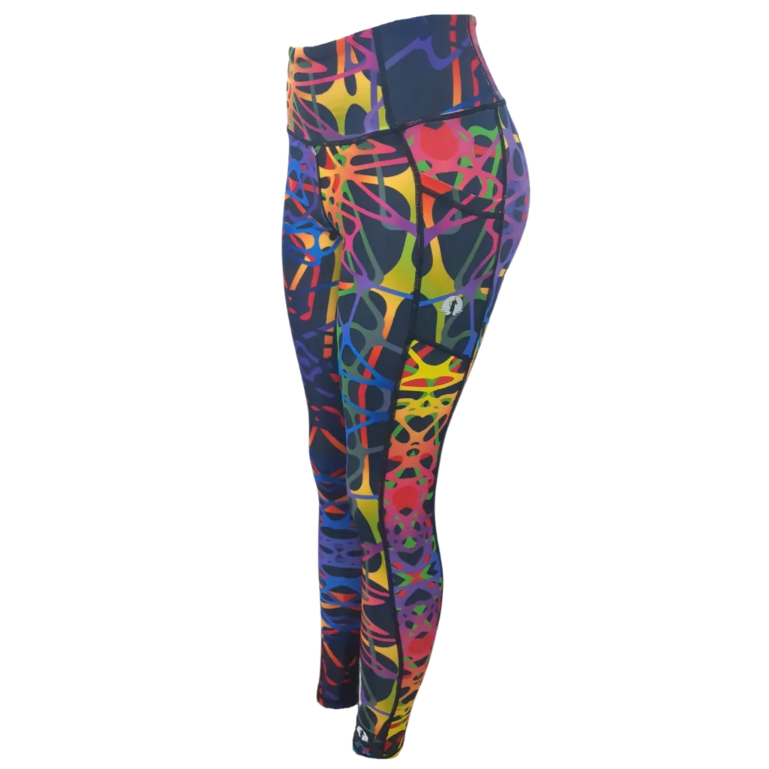 High Waist Full Length - Rainbow veins