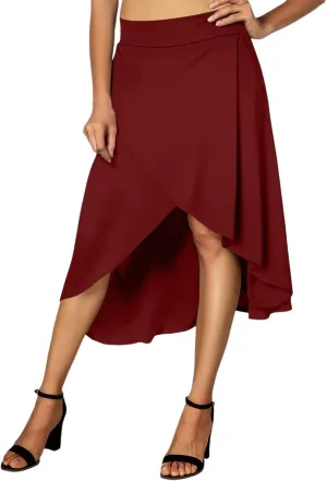 High Waist Maxi Skirt with Slit Ruffle Wrap Skirt Trendy Flowy Skirts for Women Long Skirts with Shorts Underneath
