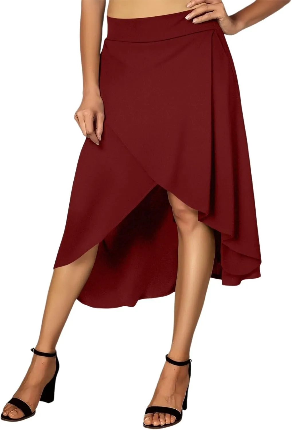 High Waist Maxi Skirt with Slit Ruffle Wrap Skirt Trendy Flowy Skirts for Women Long Skirts with Shorts Underneath