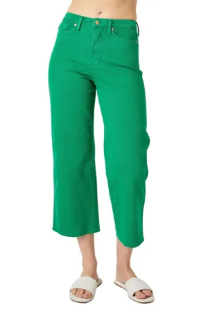 High Waist | Wide Leg Crop | Kelly Green